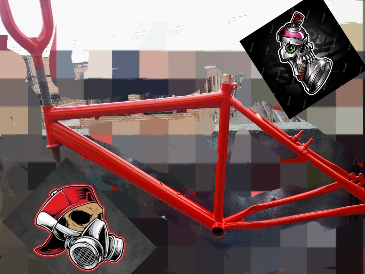 Bicicleta pintada de roja